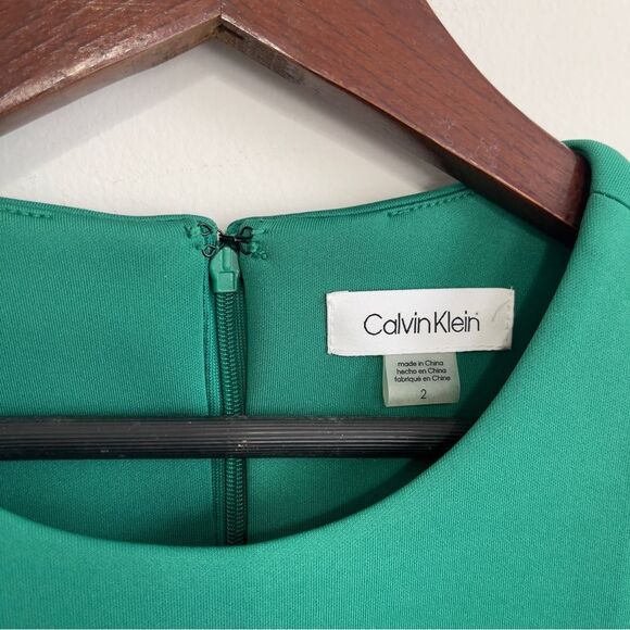 Calvin Klein Green Embellished Knee Length Sleeveless Dress Size 2 - Picture 2 of 5